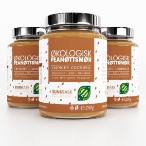 SunnRask Økologisk Crunchy Peanøttsmør 3x250g