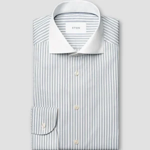 White Collar Striped Signature Twill Shirt Slimfit