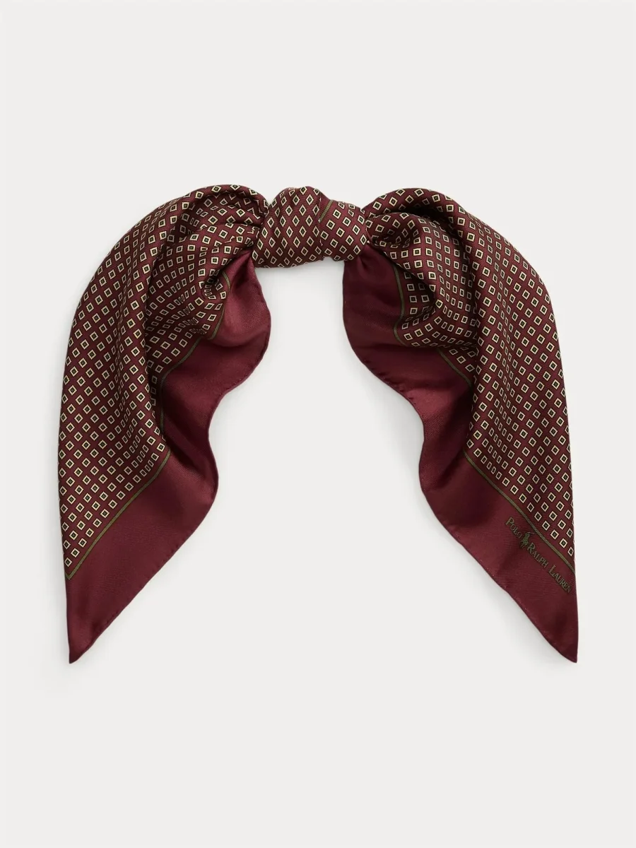 Foulard Silk Square Scarf Red Mu - Image 2