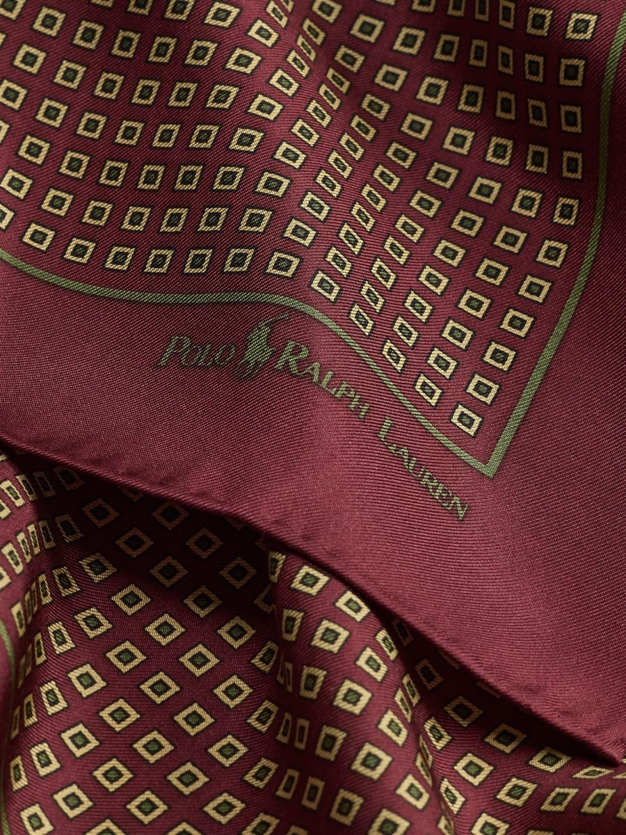 Foulard Silk Square Scarf Red Mu - Image 3