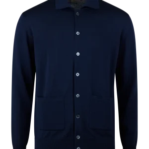 Navy Merino Wool Cardigan