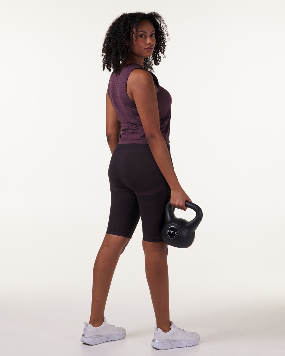 LEVITY Eclipse Mesh Seamless Biker Shorts Red Marl - Image 4
