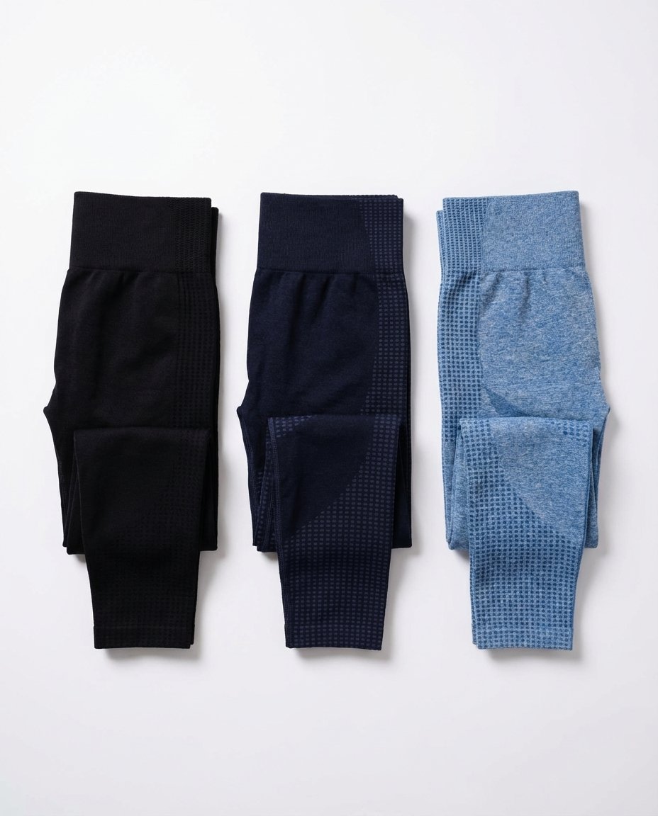 LEVITY Phase Seamless Tights Black/Blue/Blue 3-PACK
