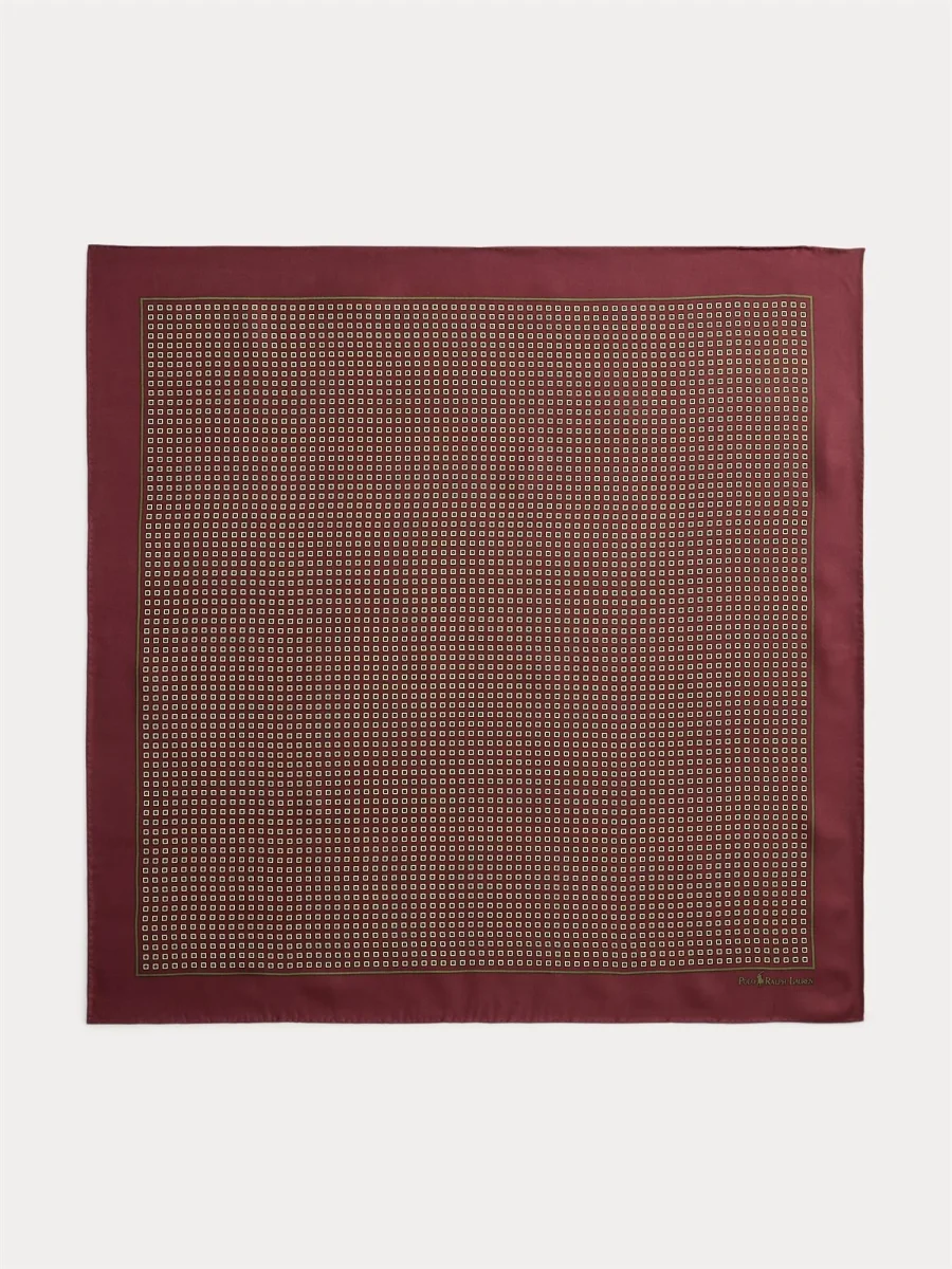 Foulard Silk Square Scarf Red Mu - Image 4