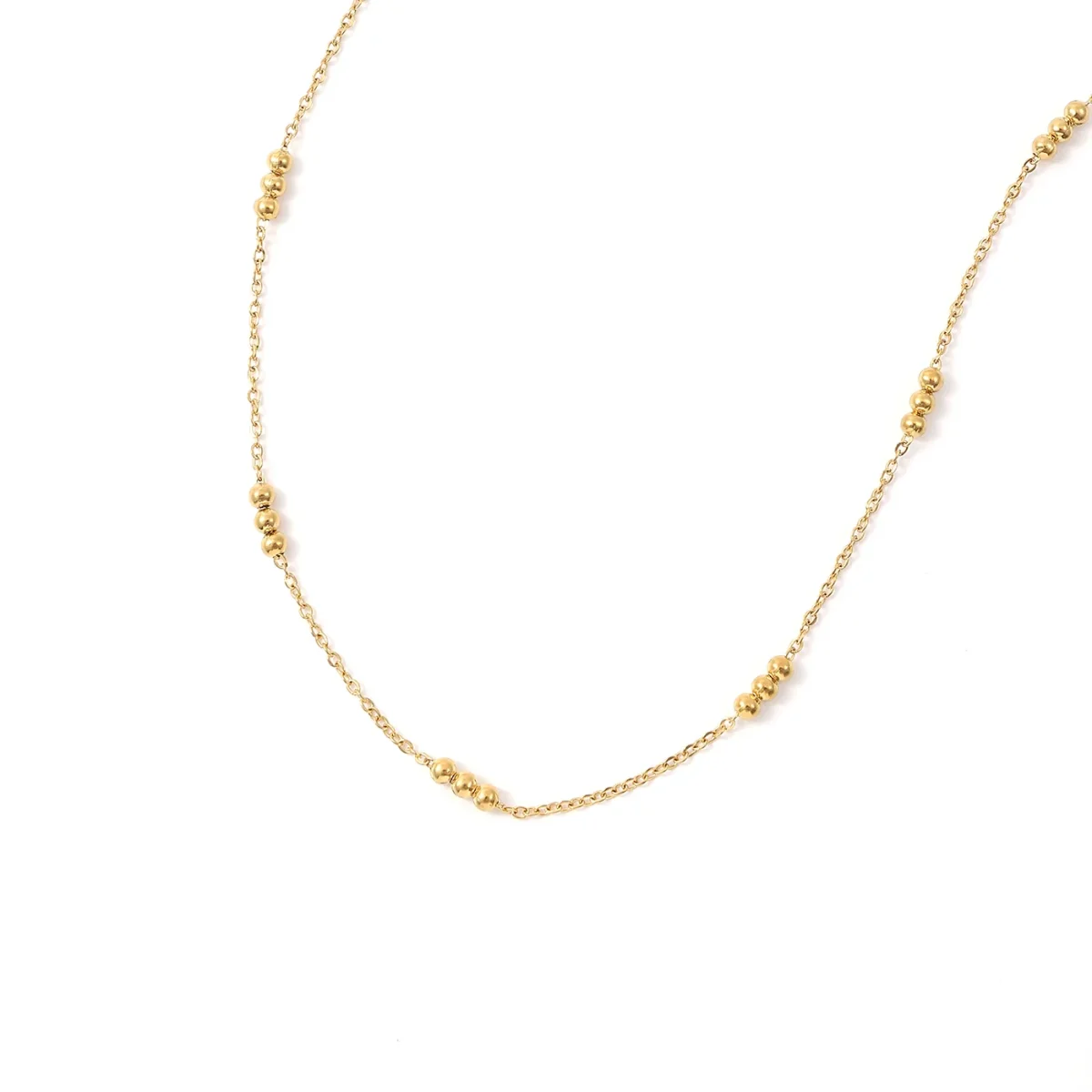 ANICA-BEADEDE CHAIN NECKLACE STAINLESS STEEL-GOLD - Image 3
